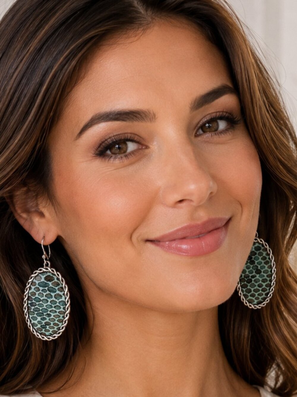 Retro Silver Tone Snakeskin Dangle Earrings